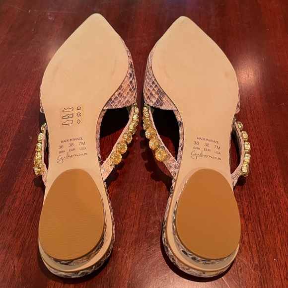 Anthropologie Guilhermina Embellished Snake Marfim Flats - Picture 4 of 6